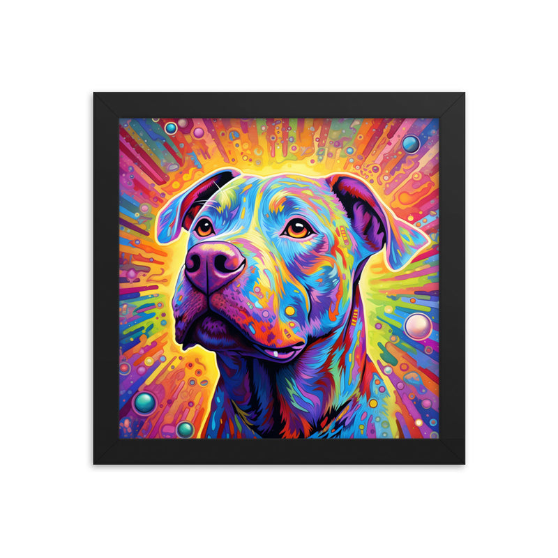 "Psychedelic Pup" - Vivid Pitbull Framed Poster