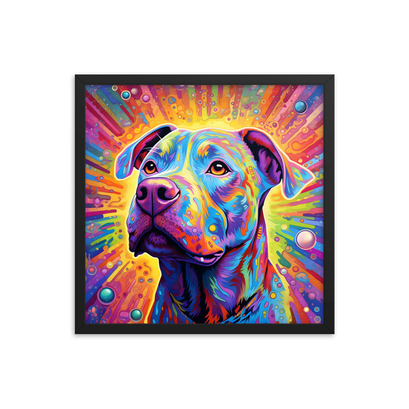 "Psychedelic Pup" - Vivid Pitbull Framed Poster