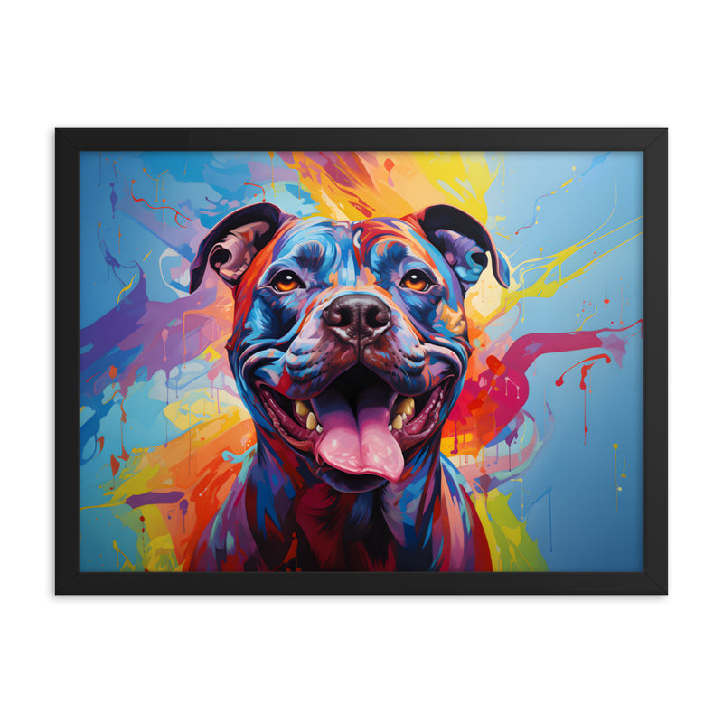 "Jubilant Hues" - Framed Pitbull Art Poster