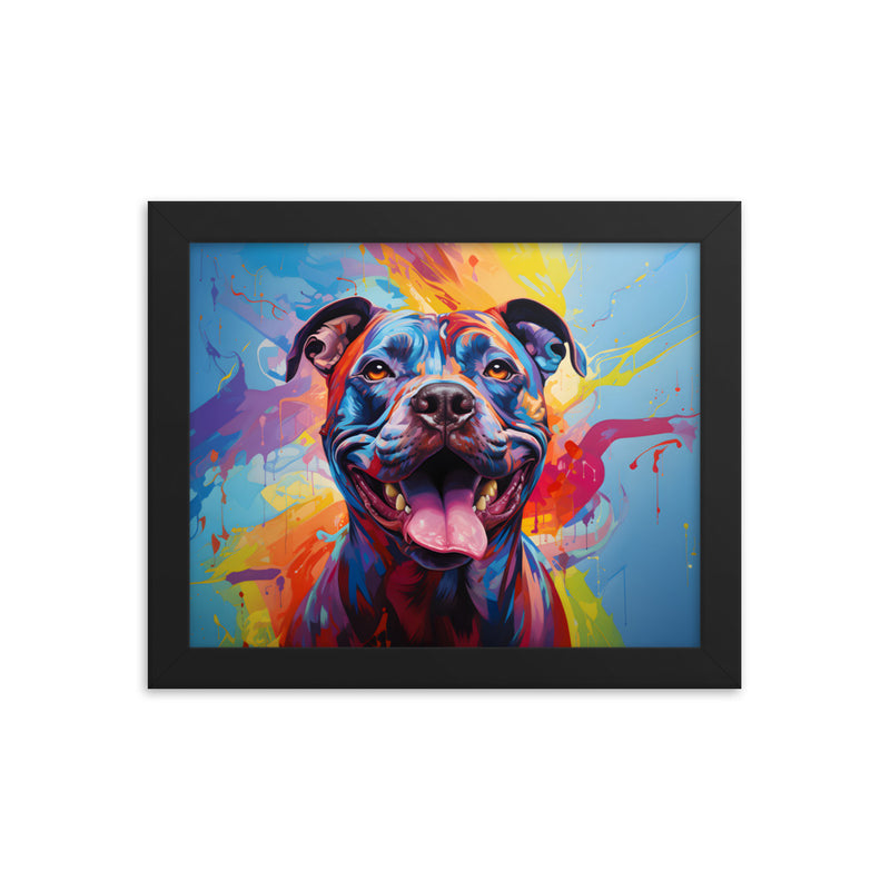 "Jubilant Hues" - Framed Pitbull Art Poster