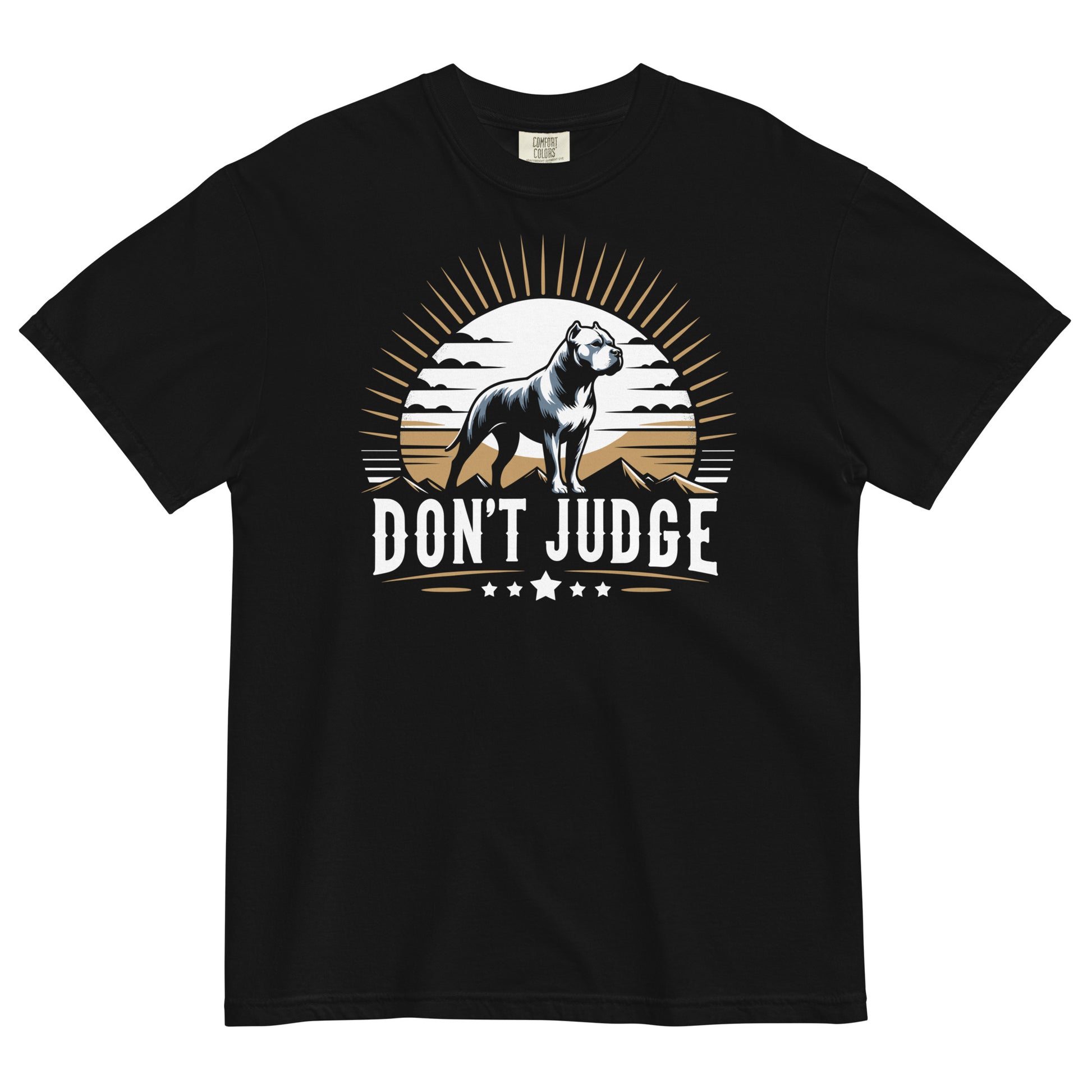 Sunrise Silhouette 'Don't Judge' Unisex Pitbull T-Shirt - Pittie Choy