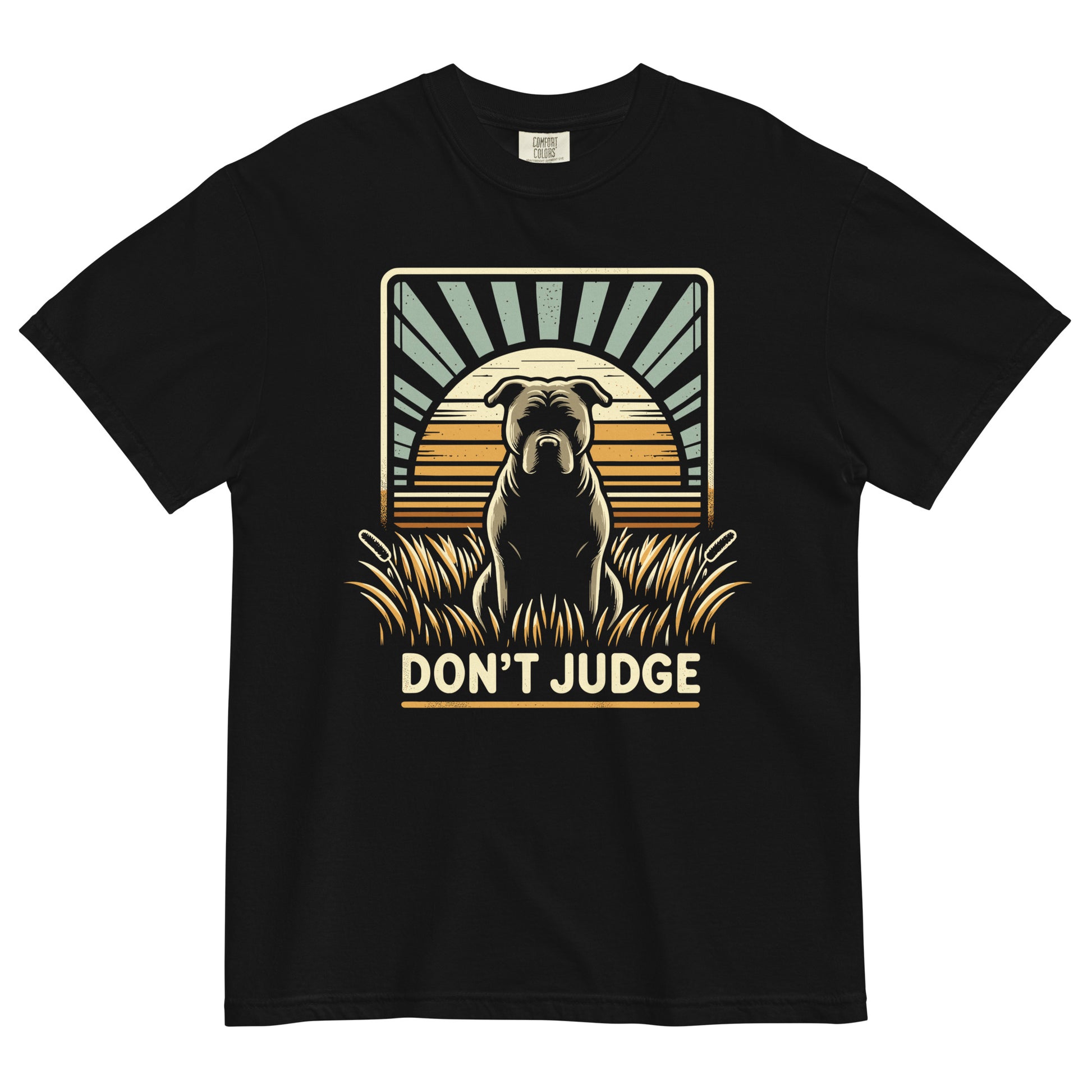 Aurora Silhouette 'Don't Judge' Men's Pitbull T-Shirt - Pittie Choy