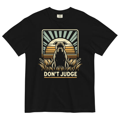 Aurora Silhouette 'Don't Judge' Men's Pitbull T-Shirt - Pittie Choy