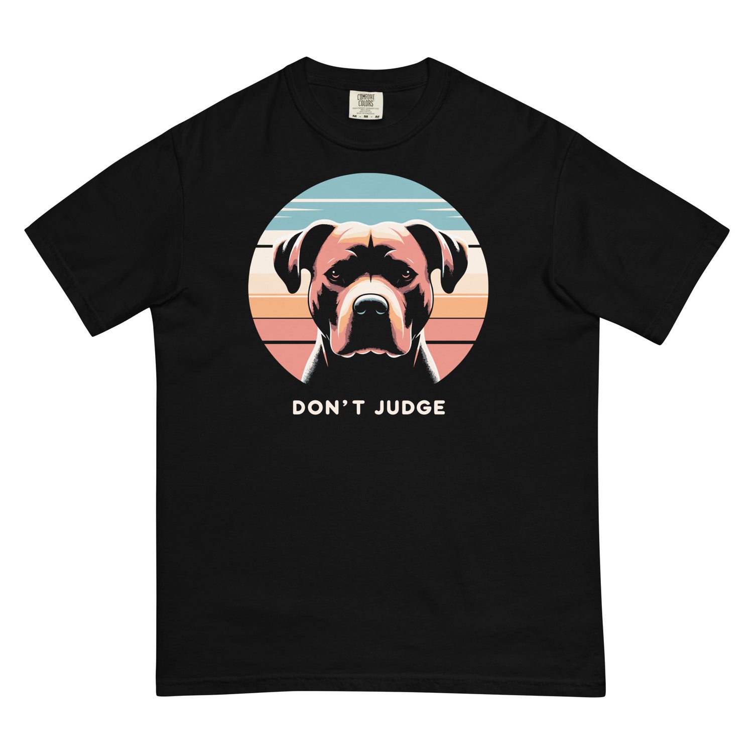 Retro Sunset 'Don't Judge' Unisex Pitbull T-Shirt - Pittie Choy