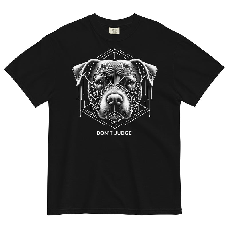 Geometric Mastery 'Don't Judge' Unisex Pitbull T-Shirt