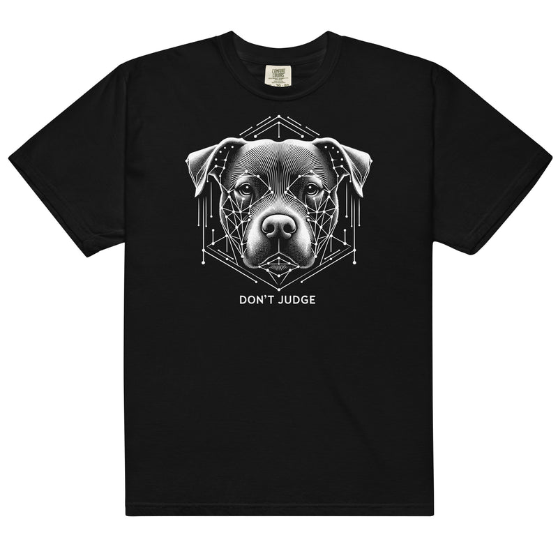 Geometric Mastery 'Don't Judge' Unisex Pitbull T-Shirt