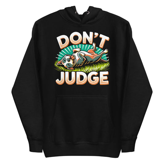 Laid-Back 'Don't Judge' Unisex Pitbull Hoodie - Pittie Choy