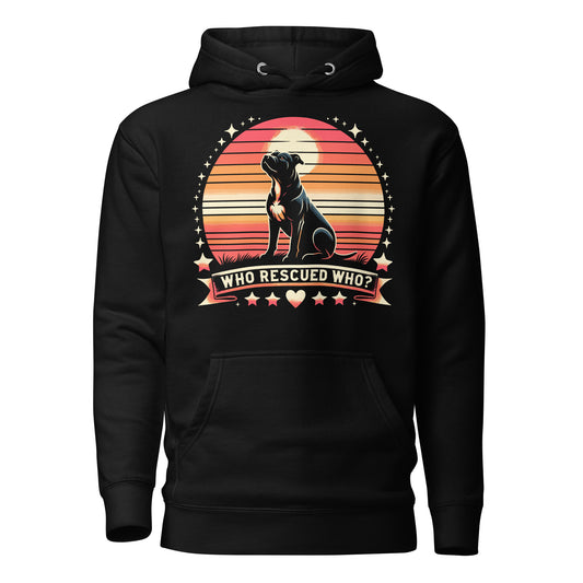 "Who Rescued Who?" Reflective Pitbull Hoodie - Pittie Choy