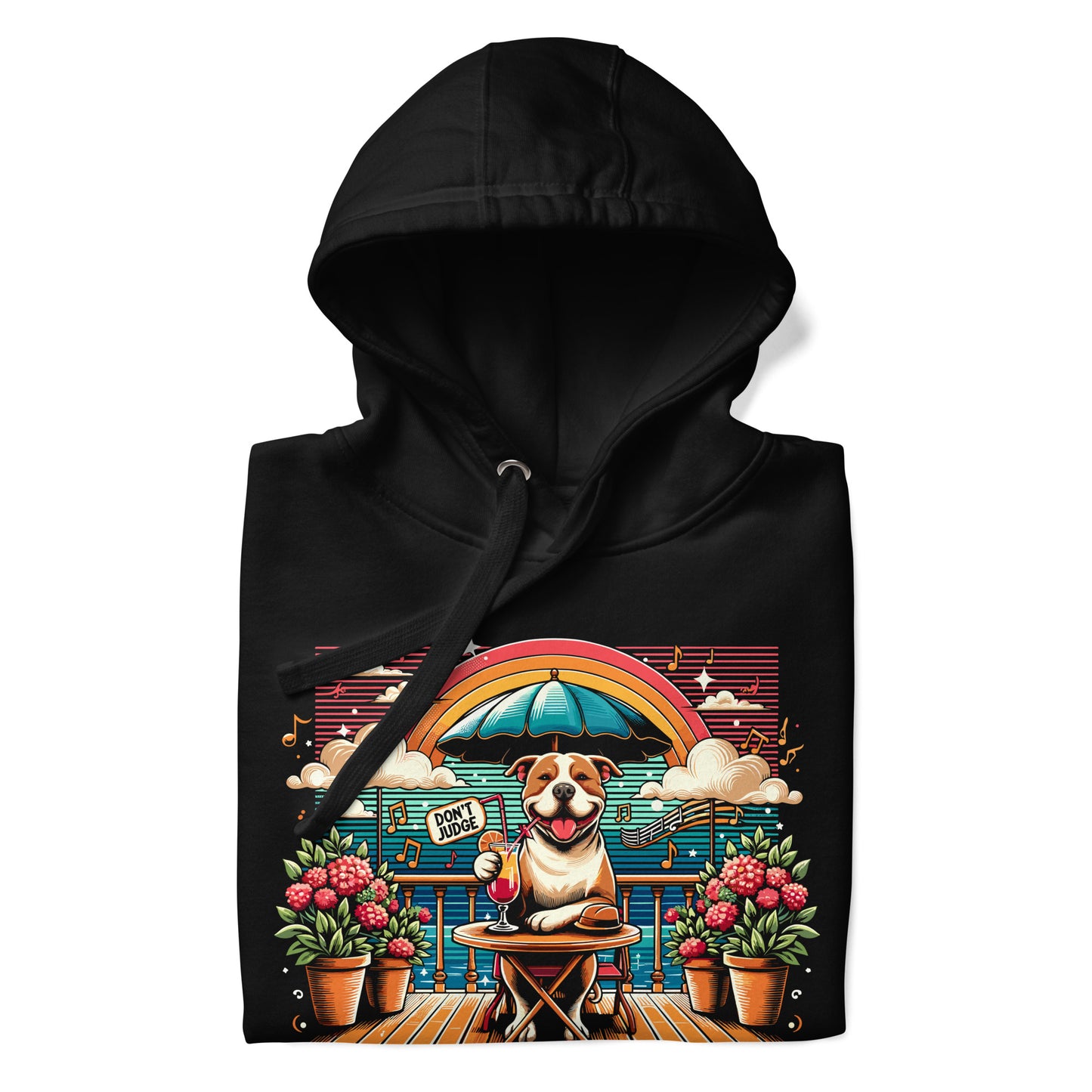 "Rooftop Relaxation" - Don't Judge Pitbull Hoodie - Pittie Choy