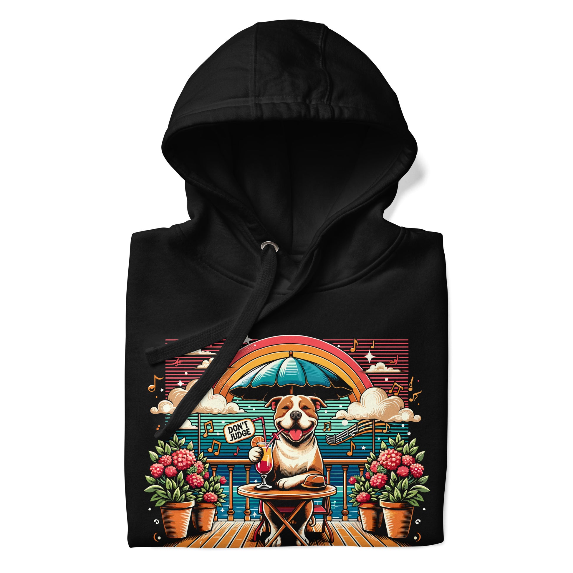 "Rooftop Relaxation" - Don't Judge Pitbull Hoodie - Pittie Choy