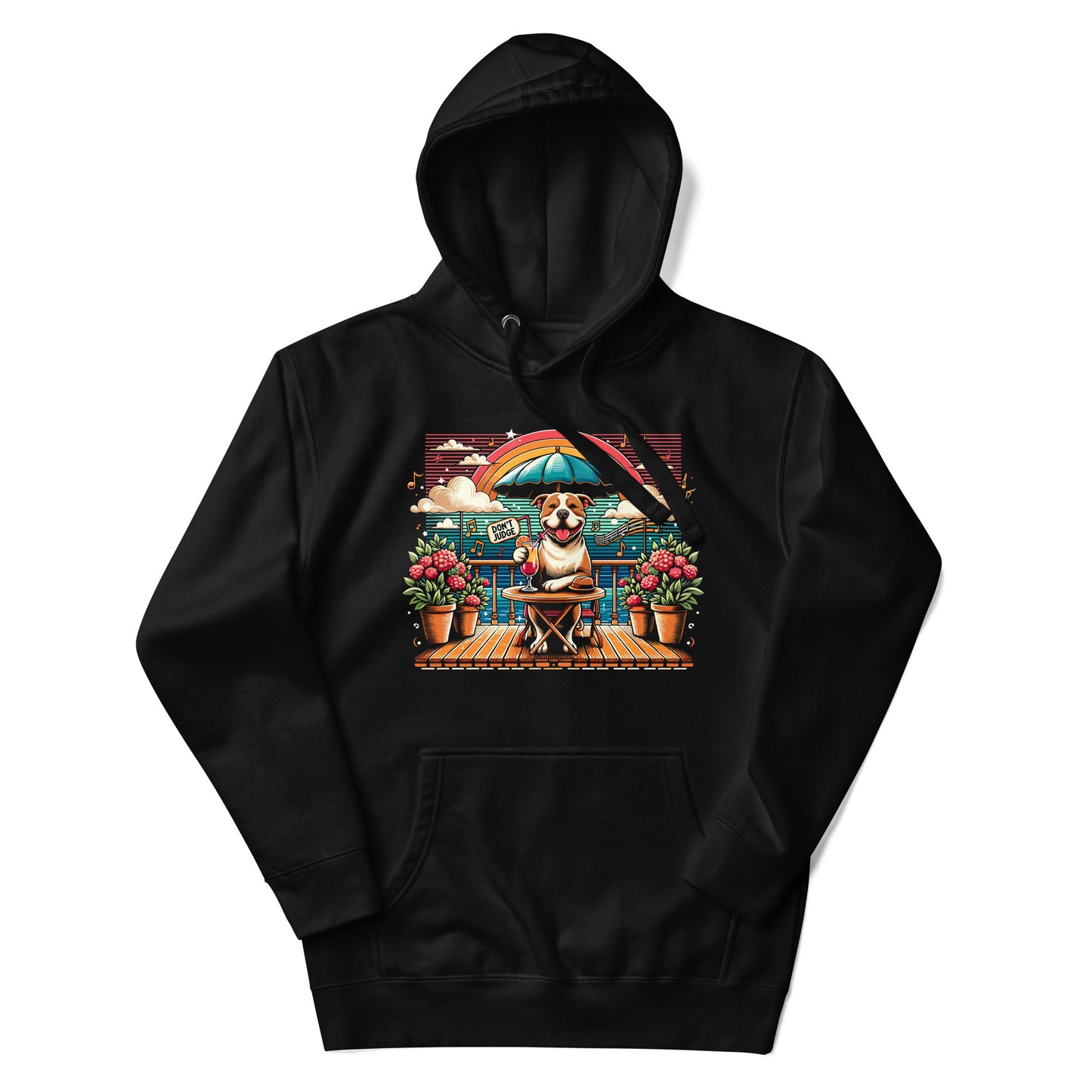 "Rooftop Relaxation" - Don't Judge Pitbull Hoodie - Pittie Choy
