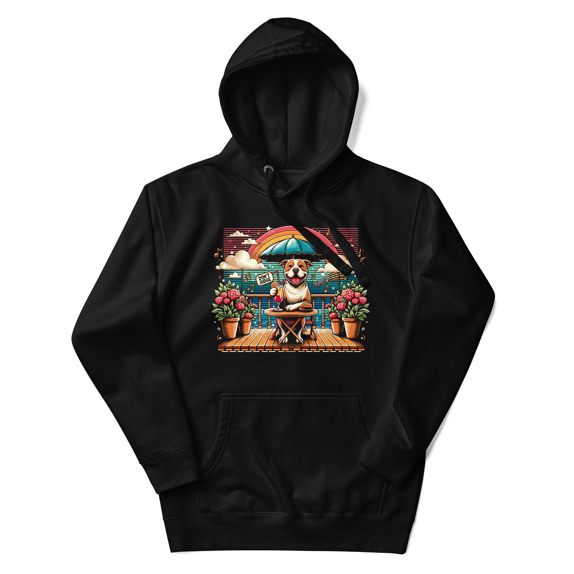 "Rooftop Relaxation" - Don't Judge Pitbull Hoodie - Pittie Choy