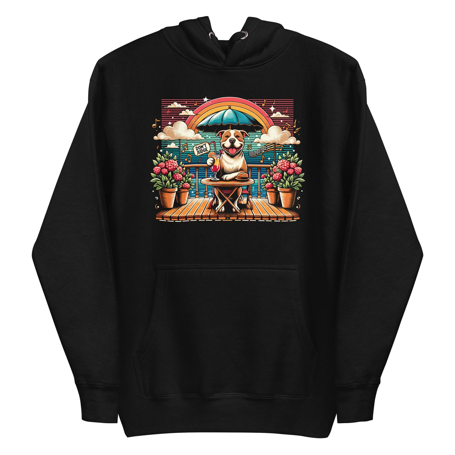 "Rooftop Relaxation" - Don't Judge Pitbull Hoodie - Pittie Choy