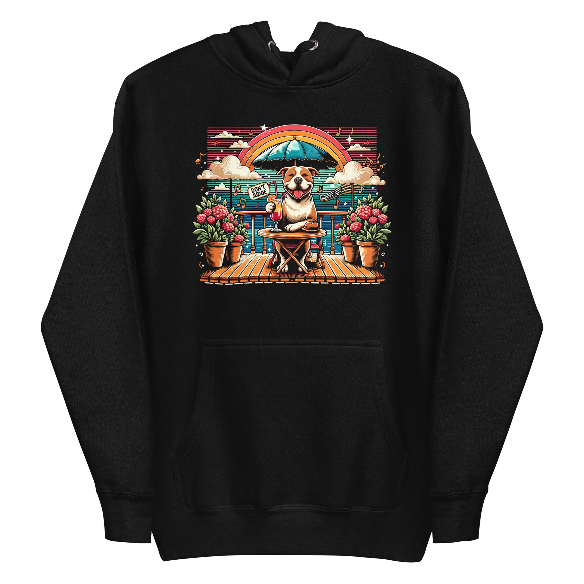 "Rooftop Relaxation" - Don't Judge Pitbull Hoodie - Pittie Choy