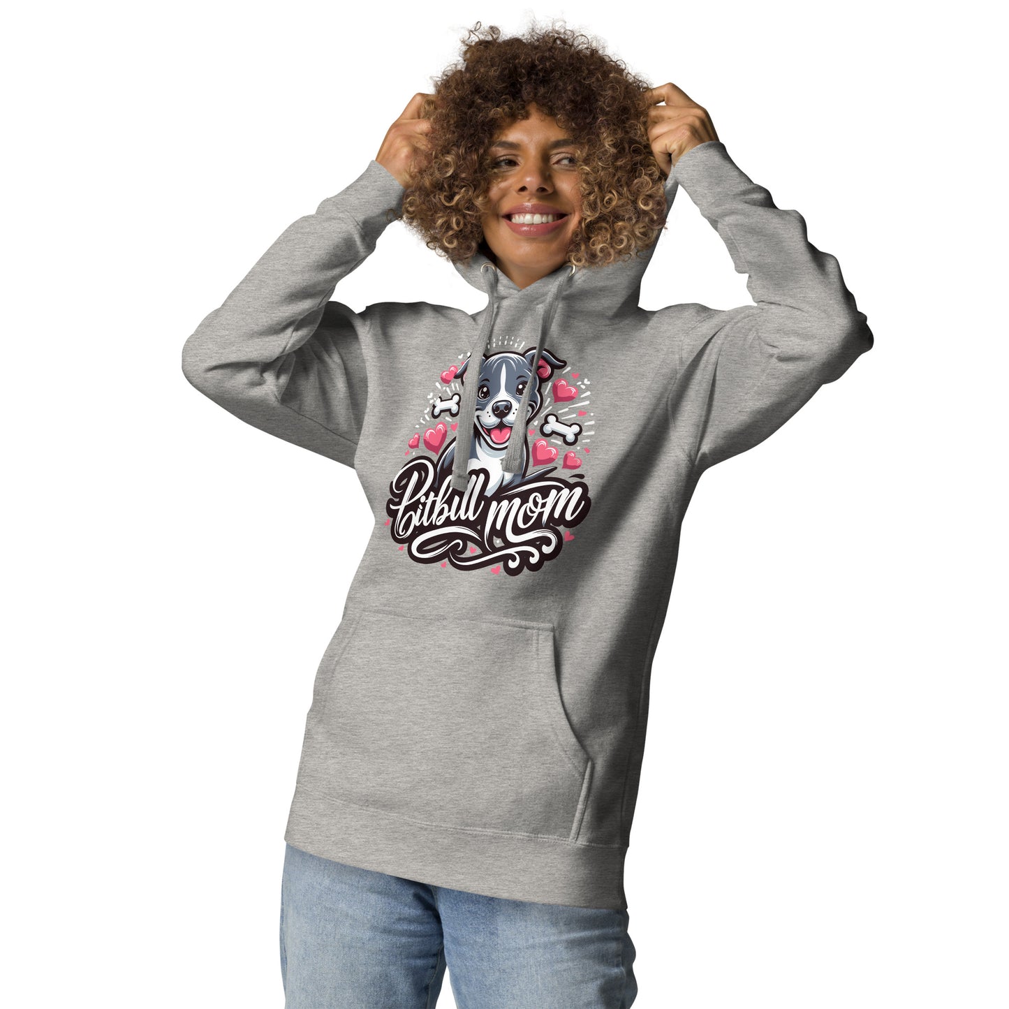 Pitbull Mom Hoodie Hearts and Bones - Pittie Choy