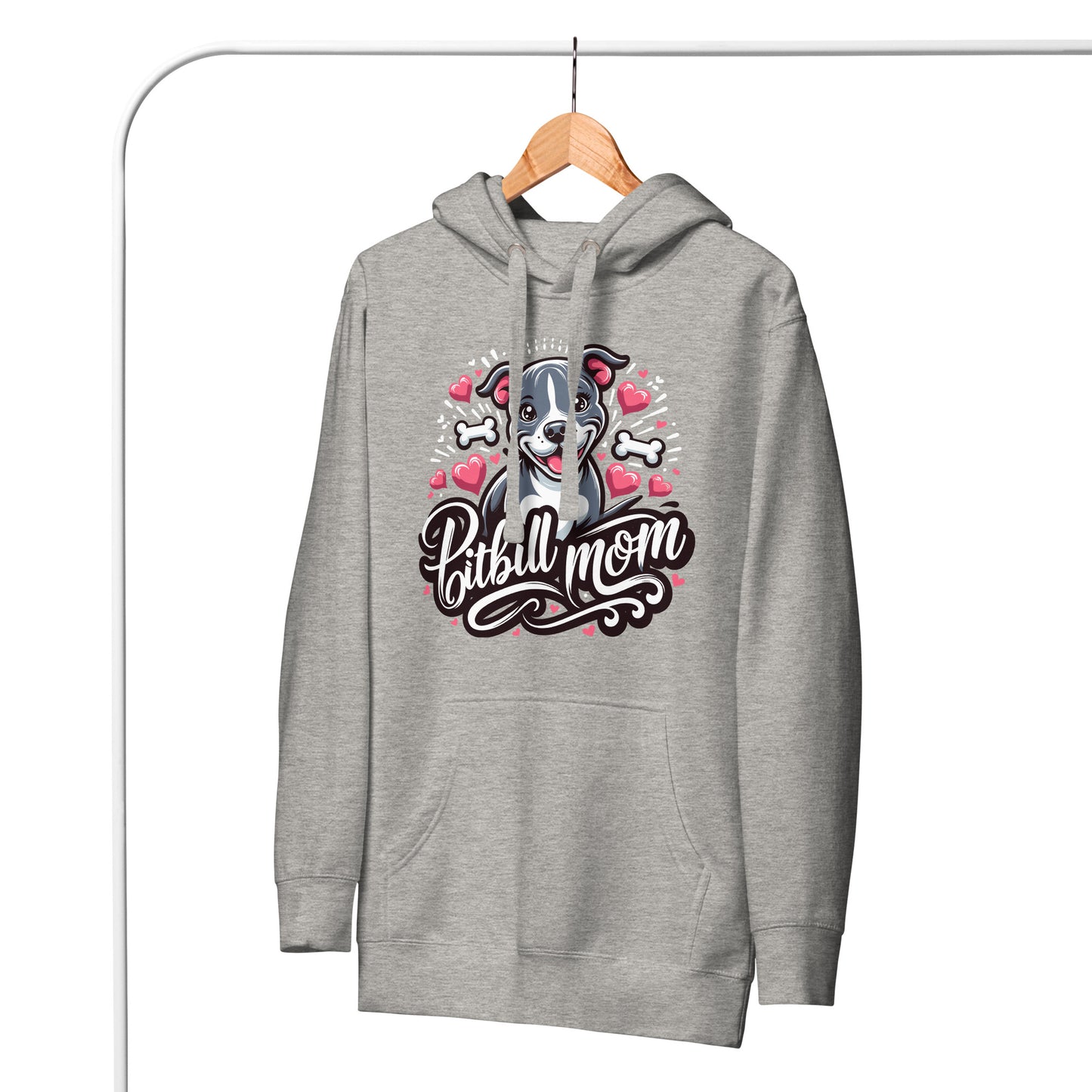 Pitbull Mom Hoodie Hearts and Bones - Pittie Choy