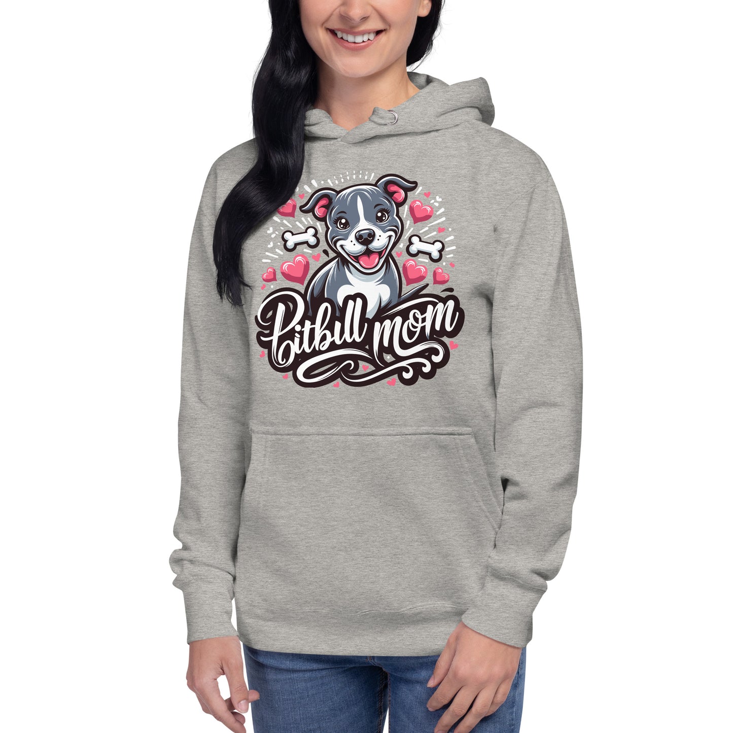 Pitbull Mom Hoodie Hearts and Bones - Pittie Choy