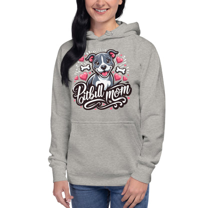 Pitbull Mom Hoodie Hearts and Bones - Pittie Choy
