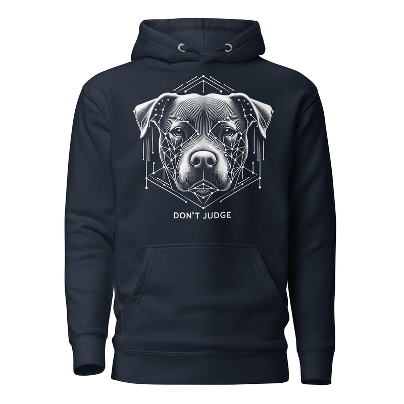 Geometric Guardian 'Don't Judge' Unisex Pitbull Hoodie