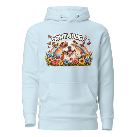 "Don't Judge" Floral Bliss Woman Pitbull Hoodie - Pittie Choy