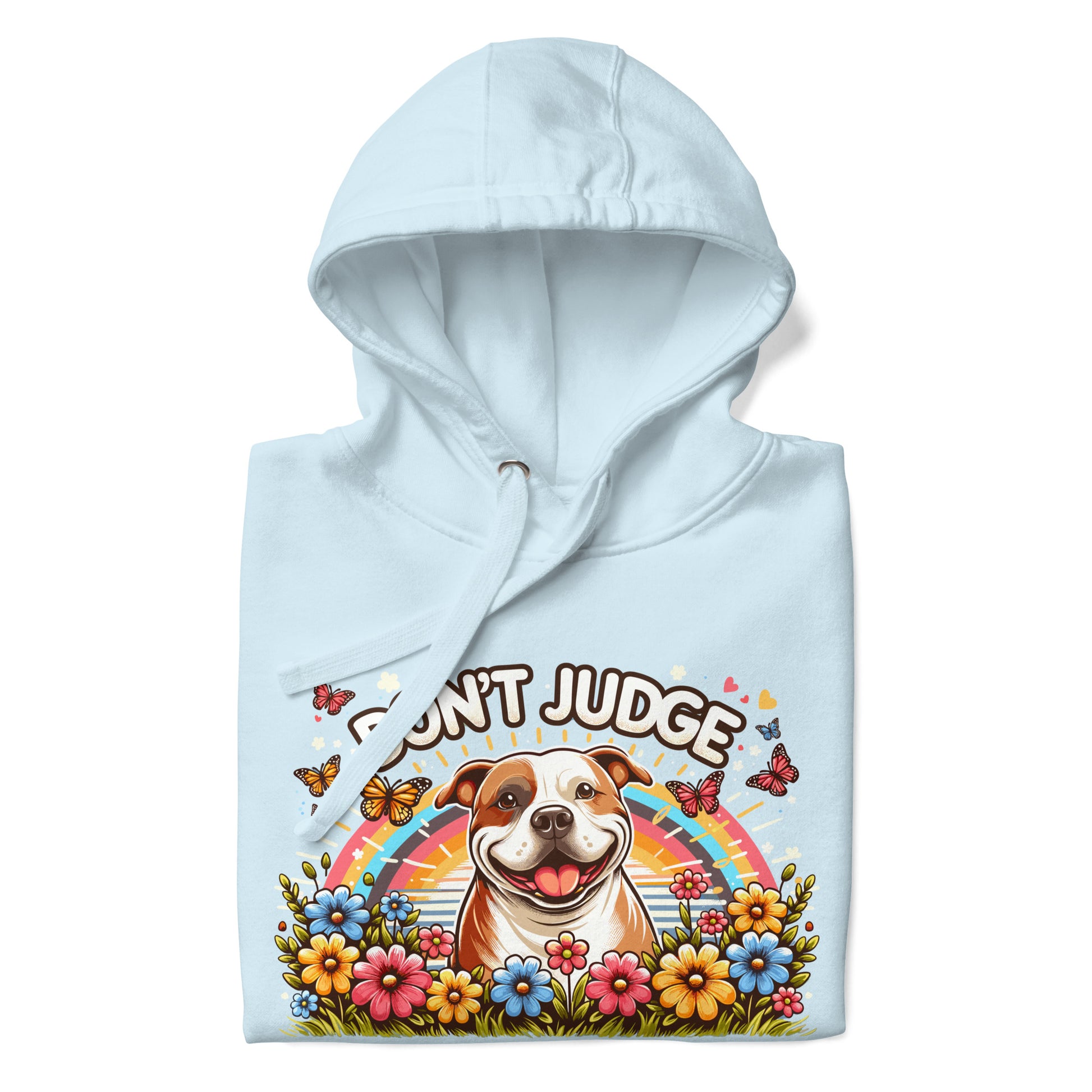 "Don't Judge" Floral Bliss Woman Pitbull Hoodie - Pittie Choy