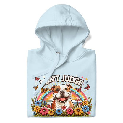 "Don't Judge" Floral Bliss Woman Pitbull Hoodie - Pittie Choy