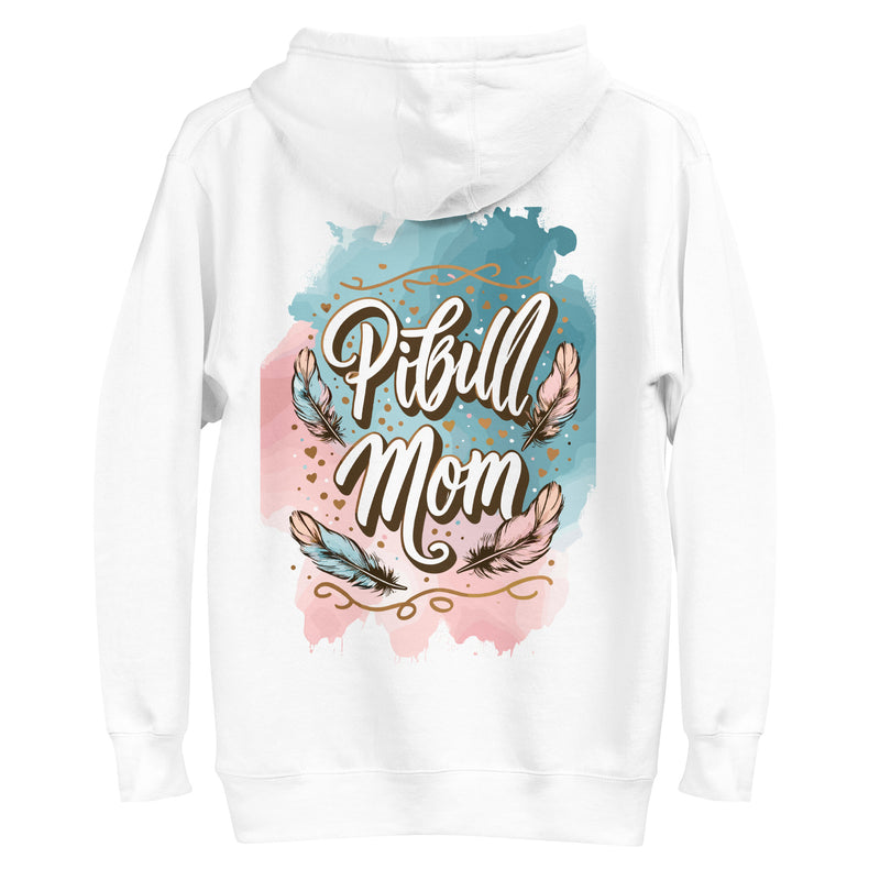 Pitbull Mom Watercolor Feathers Hoodie