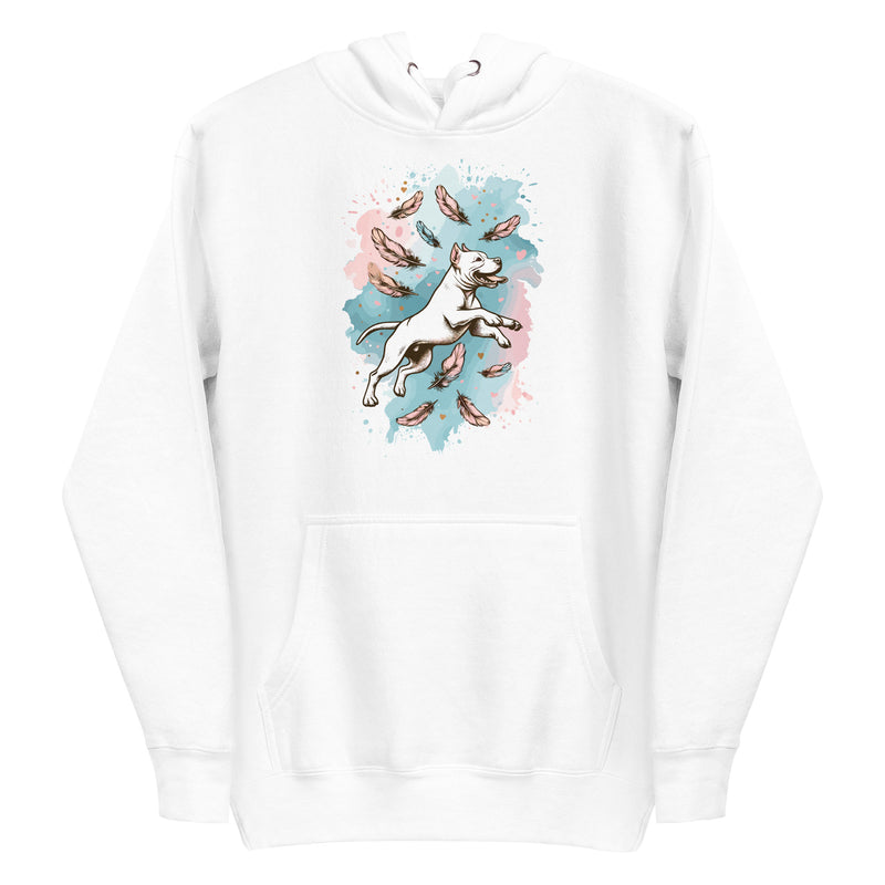 Pitbull Mom Watercolor Feathers Hoodie