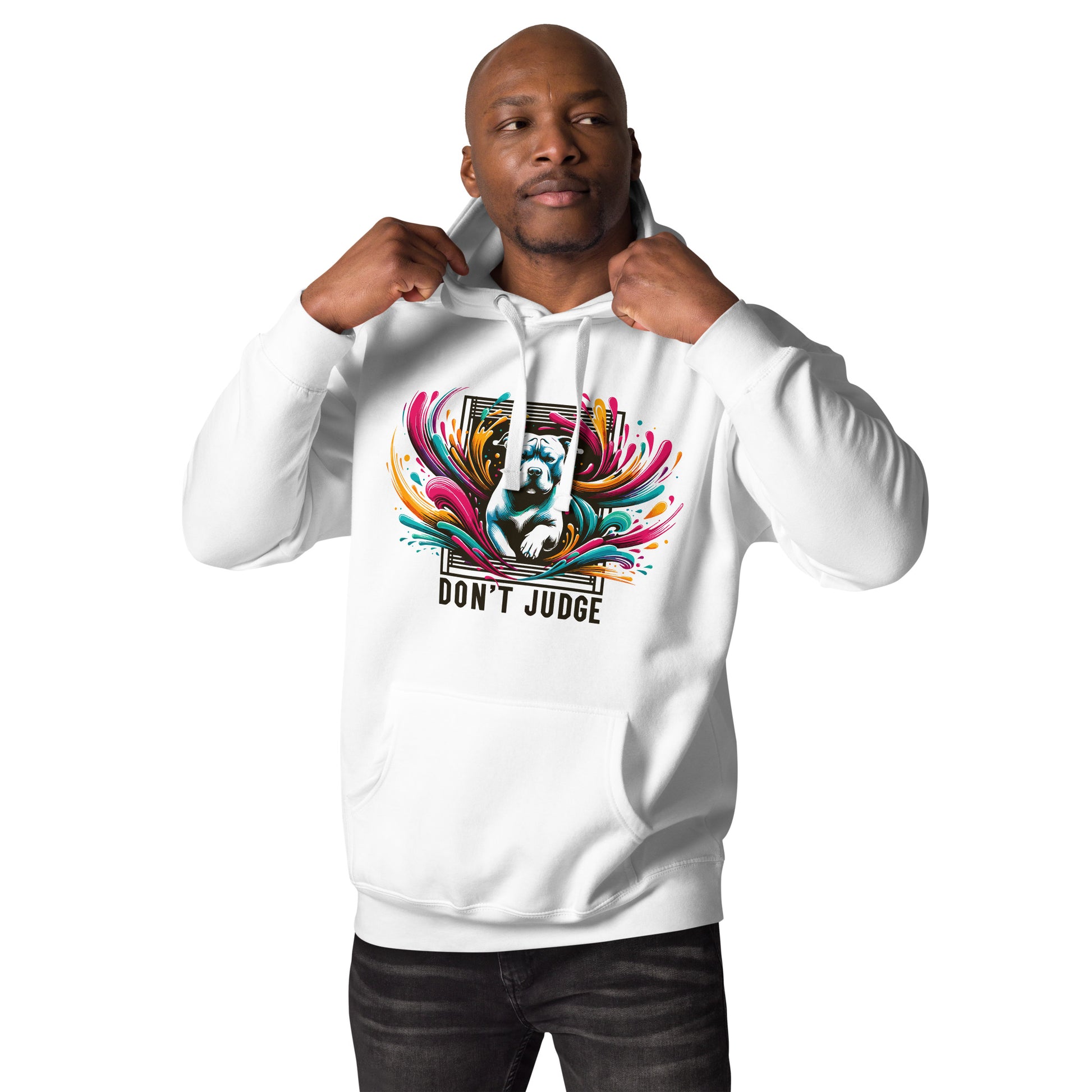 "Don't Judge" - Vibrant Pitbull Advocate Hoodie - Pittie Choy