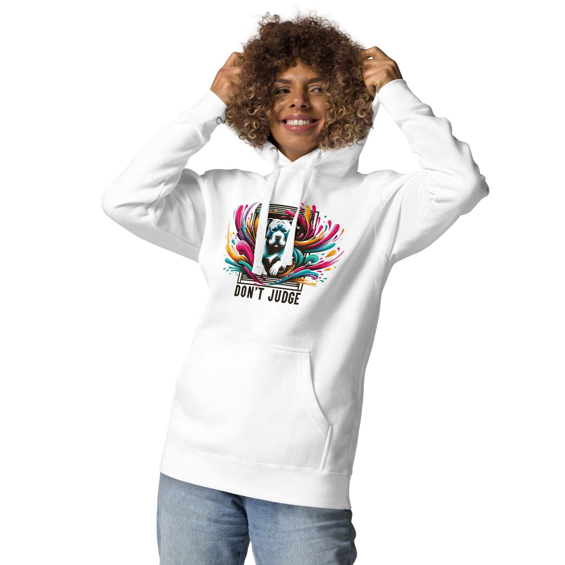 "Don't Judge" - Vibrant Pitbull Advocate Hoodie - Pittie Choy