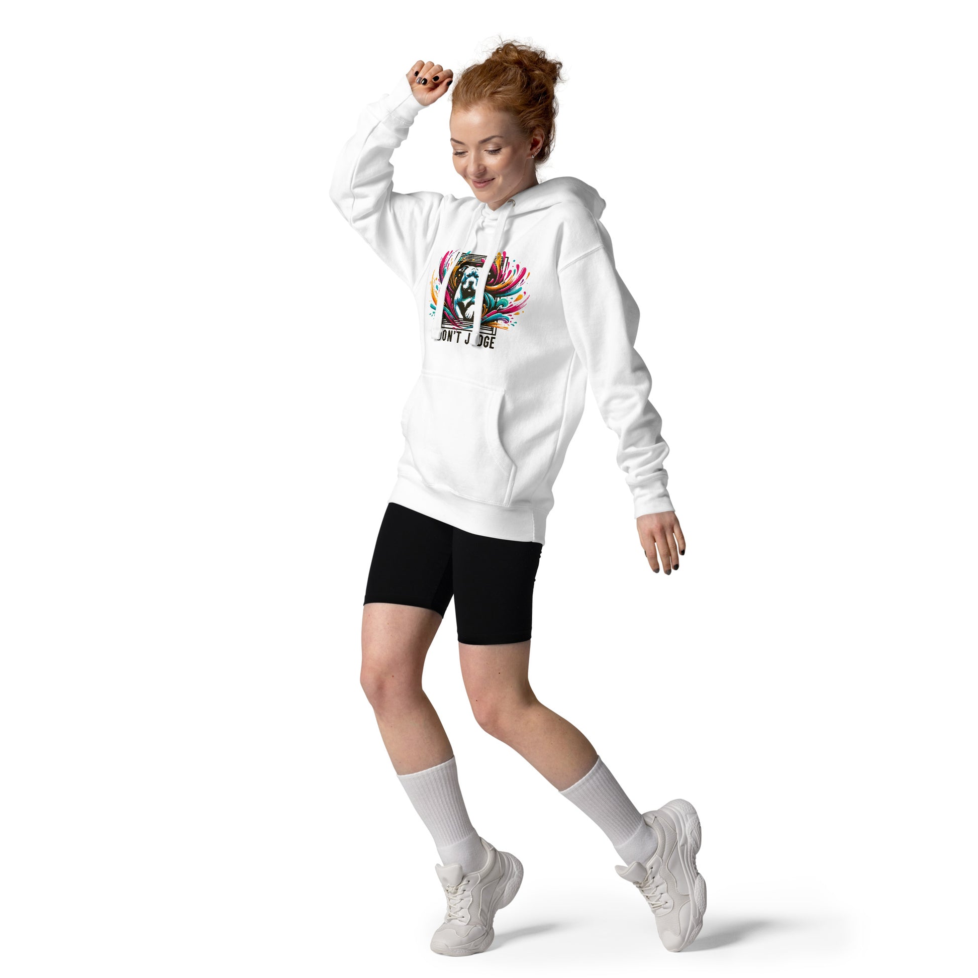 "Don't Judge" - Vibrant Pitbull Advocate Hoodie - Pittie Choy