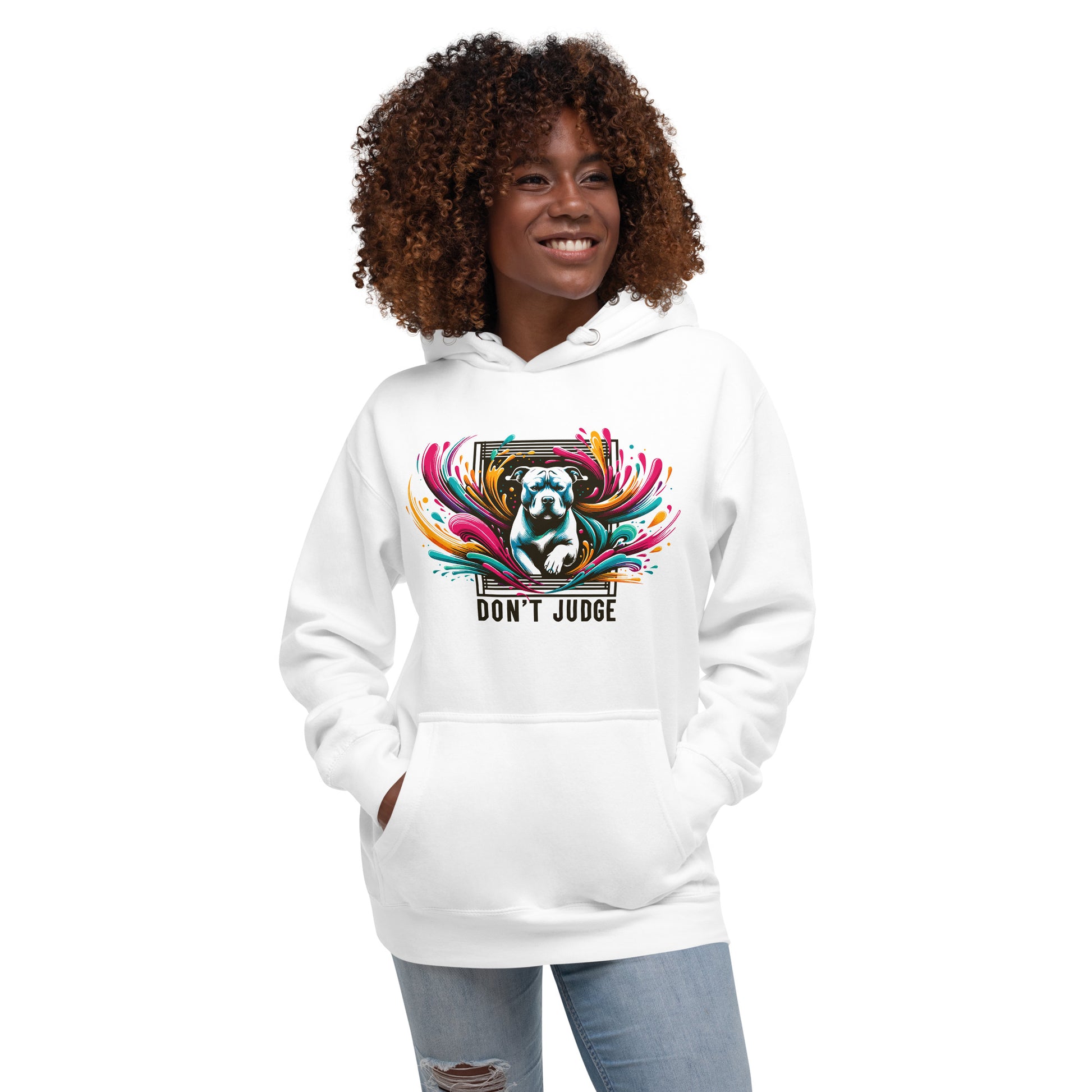 "Don't Judge" - Vibrant Pitbull Advocate Hoodie - Pittie Choy