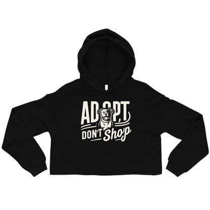 "Adopt, Don't Shop" Pitbull Crop Hoodie for Women - Pittie Choy