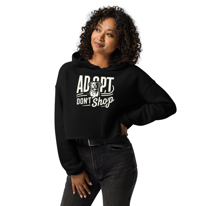 "Adopt, Don't Shop" Pitbull Crop Hoodie for Women
