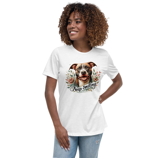 "Keep Smiling" Pitbull Women's T-Shirt - Pittie Choy