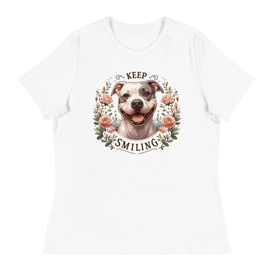 "Keep Smiling" Women's Pitbull T-Shirt - Pittie Choy